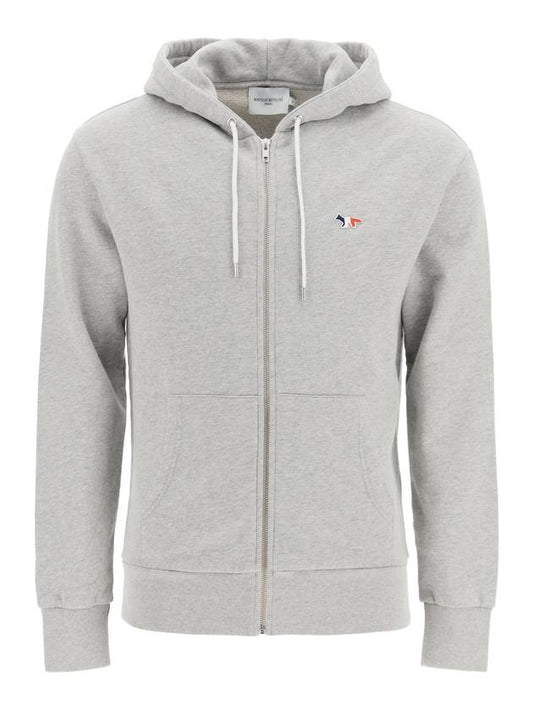 Tricolor Fox Patch Zip Up Hoodie Grey - MAISON KITSUNE - BALAAN 1