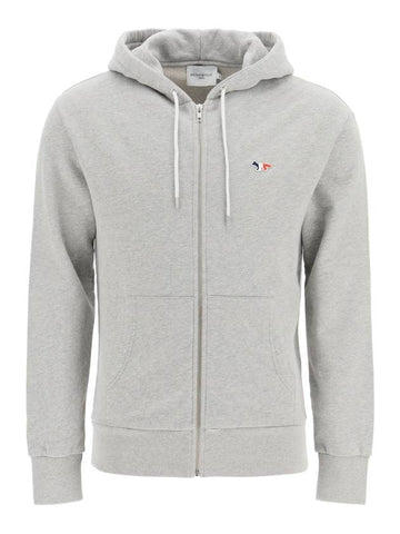 Tricolor Fox Patch Zip Up Hoodie Grey - MAISON KITSUNE - BALAAN 1