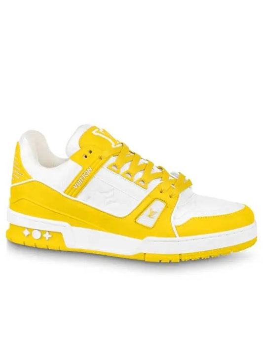 LV Trainer Low Top Sneakers White Yellow - LOUIS VUITTON - BALAAN.