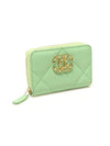 Women s Chanel AP0949 Green Lambskin Gold CC Logo 19 Zipper Coin Card Wallet 30s gt Money clip purse Gangbuk used luxury goods - CHANEL - BALAAN 3