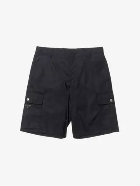 Triangular Logo Re-Nylon Bermuda Cargo Shorts Black - PRADA - BALAAN 2