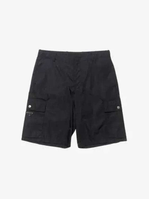 Triangular Logo Re-Nylon Bermuda Cargo Shorts Black - PRADA - BALAAN 3