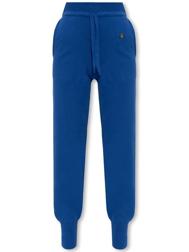 Embroidered Logo Knit Track Pants Blue - VIVIENNE WESTWOOD - BALAAN 2