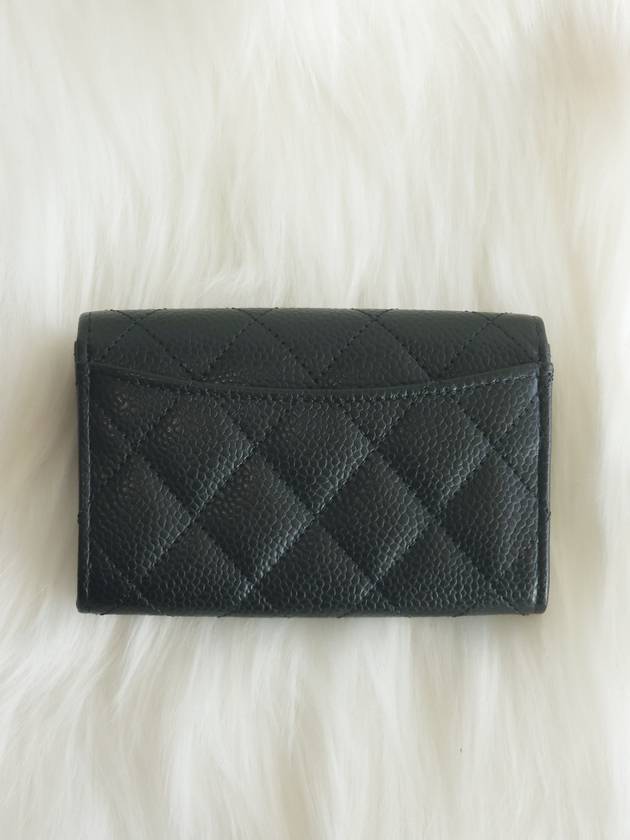 Classic Silver Logo Quilted Caviar Card Wallet Black - CHANEL - BALAAN 3