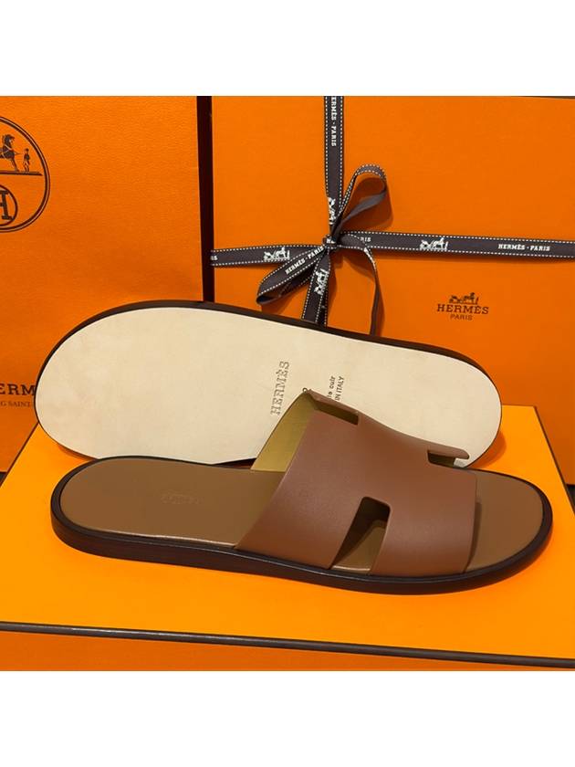 Men's Izmir Sandals Calfskin Classic Gold Brown - HERMES - BALAAN 6