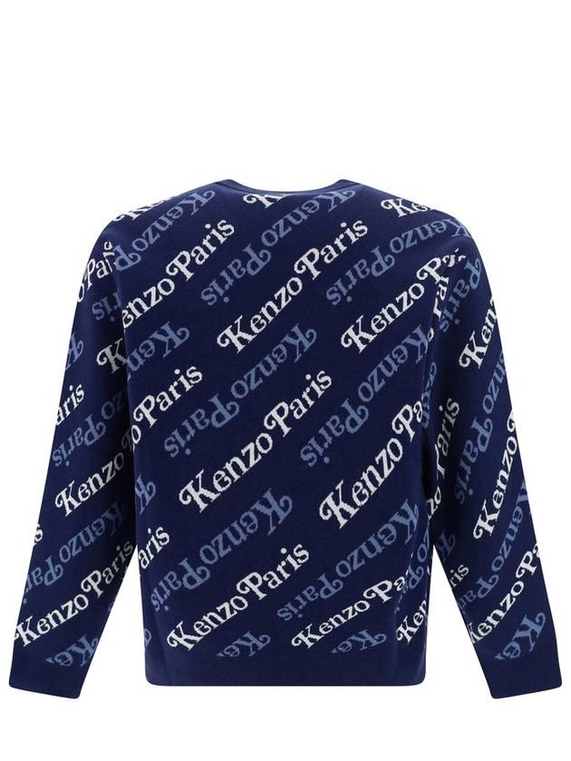 Paris Monogram Print Allover Cotton Sweatshirt Navy - KENZO - BALAAN 3