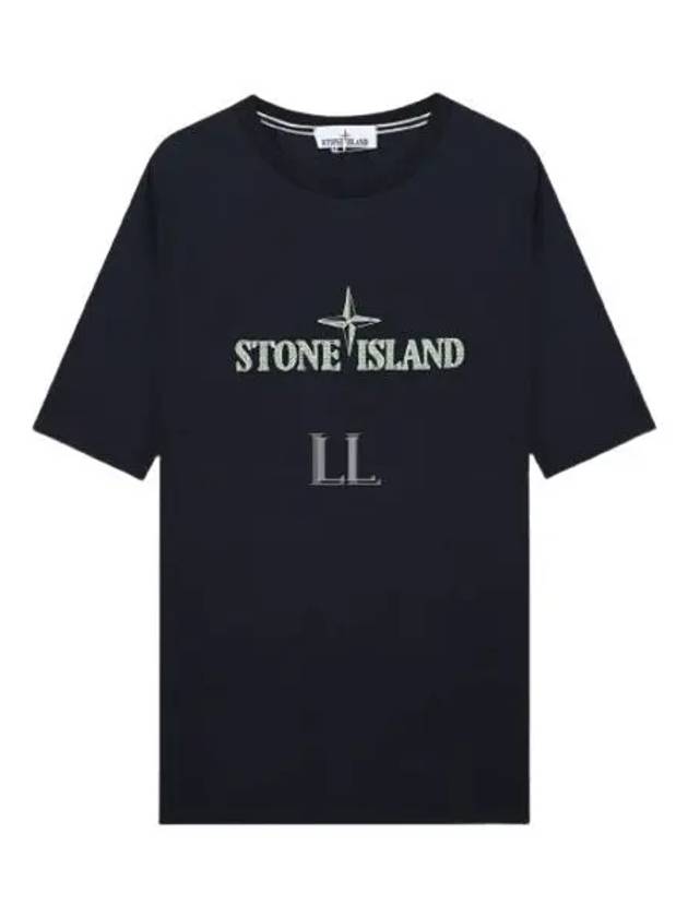 Stitches Two Embroidery Short Sleeve T-Shirt Navy - STONE ISLAND - BALAAN 2