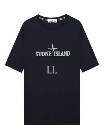 Stitches Two Embroidery Short Sleeve T-Shirt Navy - STONE ISLAND - BALAAN 2