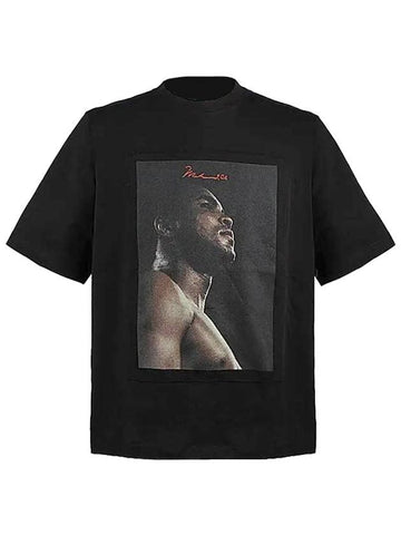 Men's Muhammad Ali Cotton Short Sleeve T-Shirt Black - MARCELO BURLON - BALAAN 1