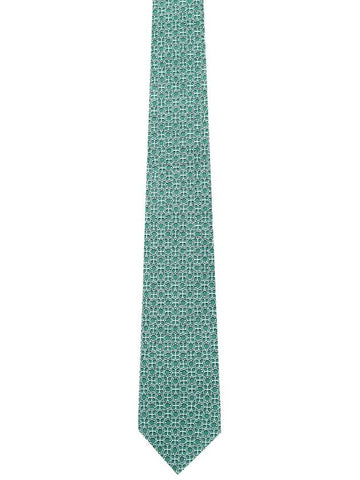 Totem Print Classic Silk Tie Green - SALVATORE FERRAGAMO - BALAAN 1