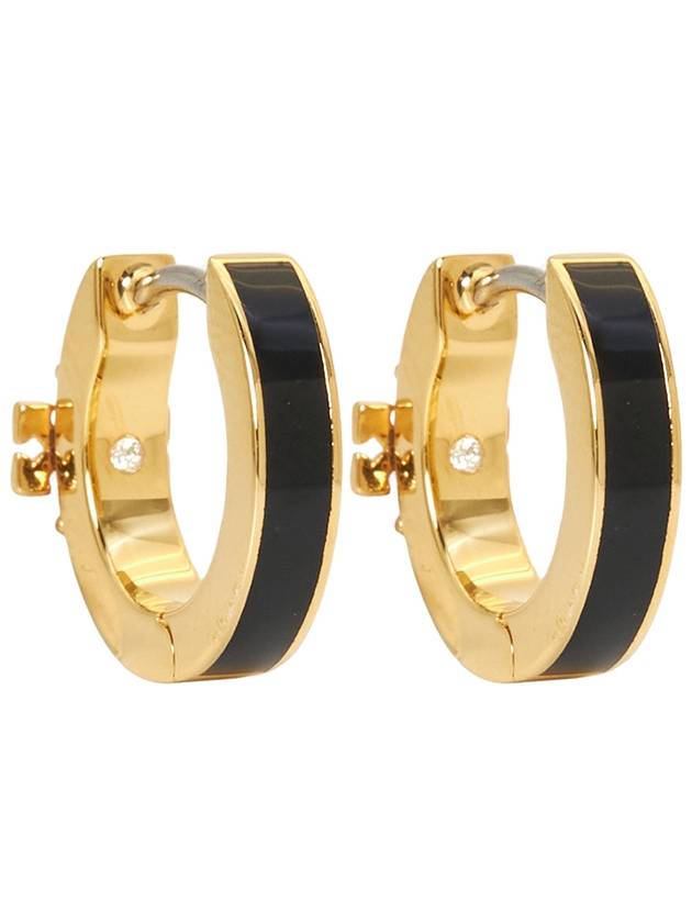 Women's Kira Huggie Hoop Earrings Black - TORY BURCH - BALAAN 5