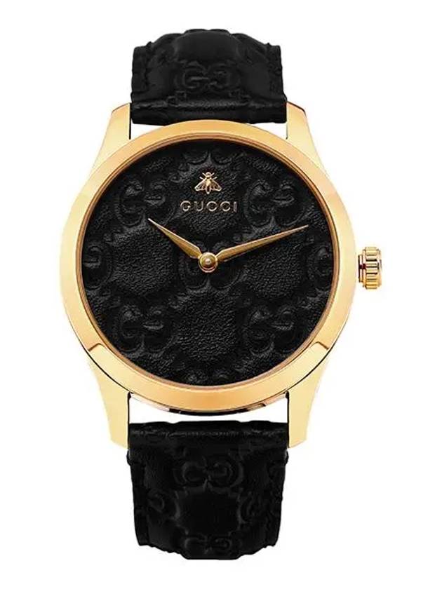 G Timeless Quartz Leather Watch Black - GUCCI - BALAAN 2