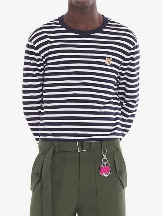 Fox Head Patch Regular Marin Long Sleeve T Shirt Navy Stripes - MAISON KITSUNE - BALAAN 2