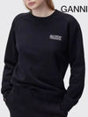 Embroidered Logo Cotton Sweatshirt Black - GANNI - BALAAN 7