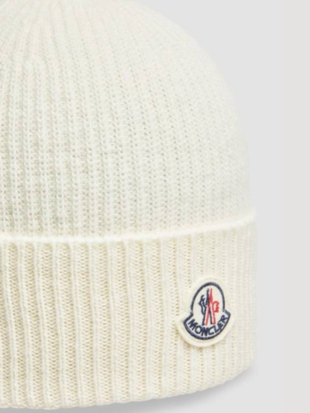 Cashmere Wool Beanie White - MONCLER - BALAAN 3