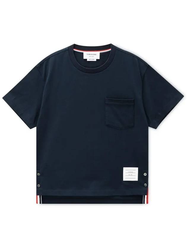 Midweight Jersey Boxy Pocket Short Sleeve T-Shirt Navy - THOM BROWNE - BALAAN 2