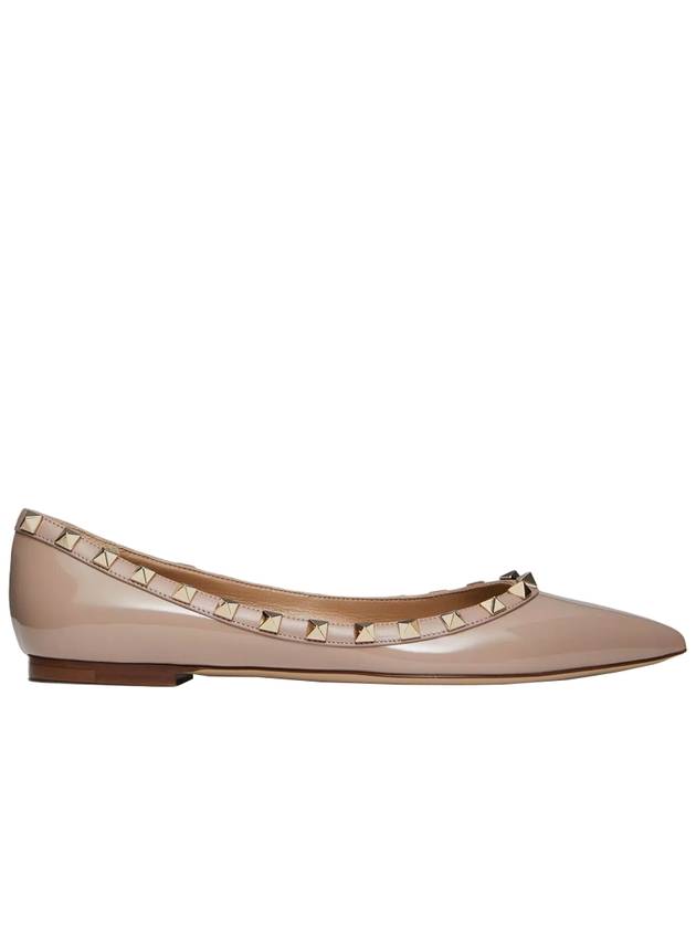 Patent Leather Rockstud Ballerina Beige - VALENTINO - BALAAN 2