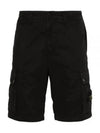 Logo Cotton Slim Cargo Shorts Black - STONE ISLAND - BALAAN 2