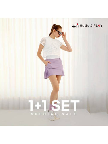 SET Women s Mesh Round T Shirt Line Culottes - HOLIC&PLAY - BALAAN 1