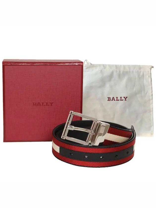 Logo Taylan 35MM Casual Reversible Belt Black Red - BALLY - BALAAN 6