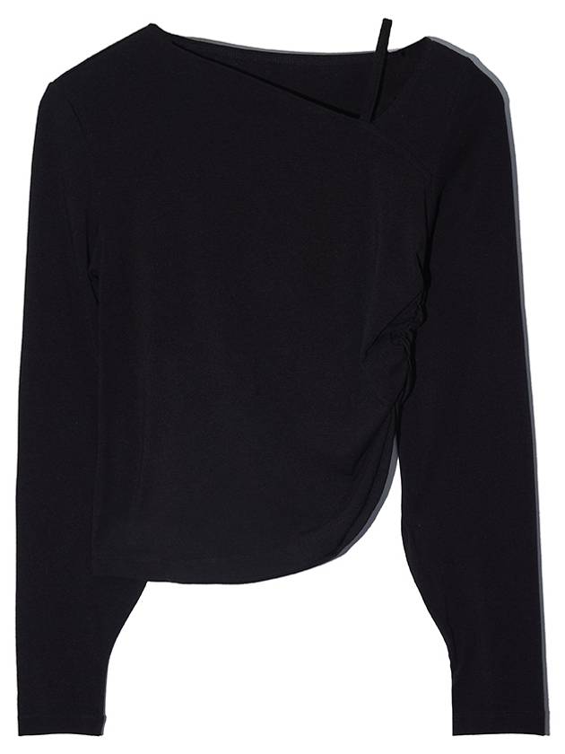 Unbalanced Strap Balloon Long Sleeve T-Shirt Black - LESEIZIEME - BALAAN 7