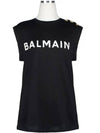 Women's Logo Print Shoulder Button Sleeveless Black - BALMAIN - BALAAN 3