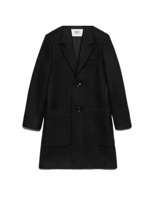 Two Button Wool Single Coat Black - AMI - BALAAN 1