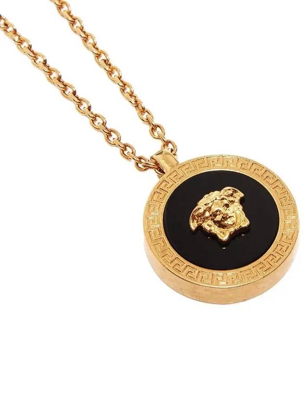 Enamel Medusa Pendant Necklace Black Gold - VERSACE - BALAAN 3