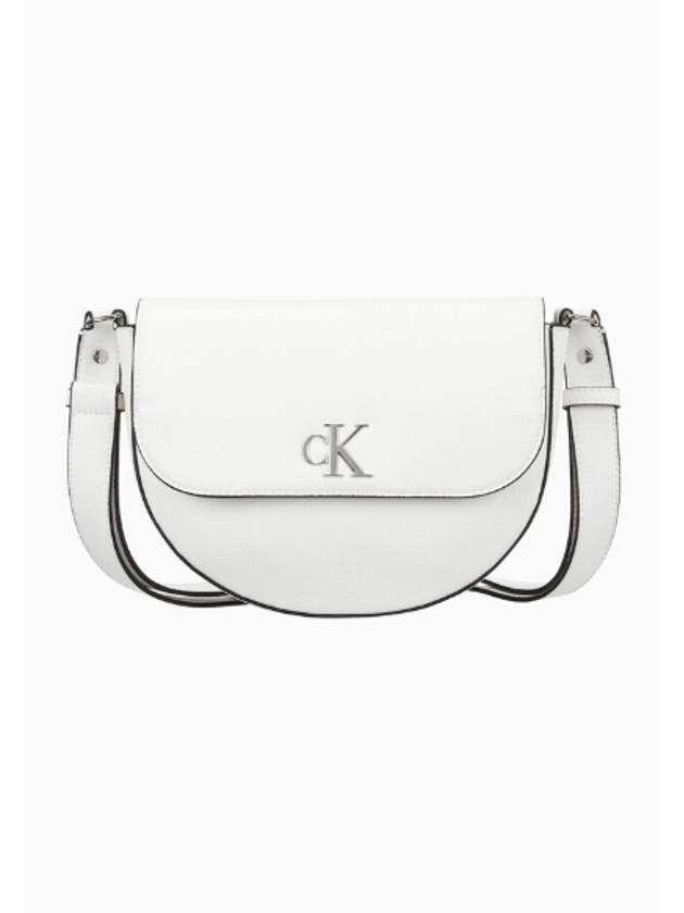 JEANS Women s White CKJ Minimal Monogram Saddle Bag DH3439 114 - CALVIN KLEIN - BALAAN 1