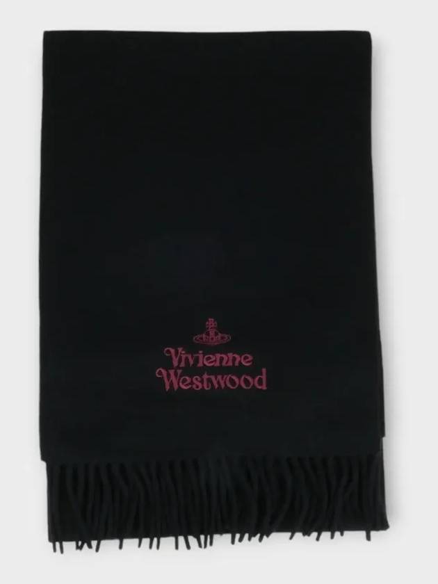 Logo Wool Fringe Muffler Anthracite Black - VIVIENNE WESTWOOD - BALAAN 3