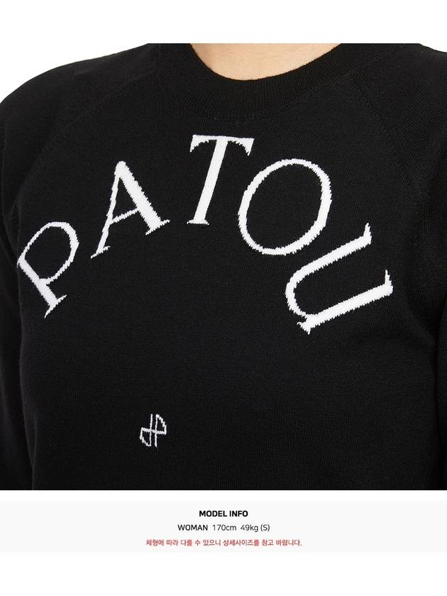 Embroidered Logo Wool Knit Top Black - PATOU - BALAAN 9