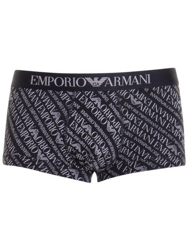 All Over Logo Elastic Band Cotton Trunk Briefs Black - EMPORIO ARMANI - BALAAN 1