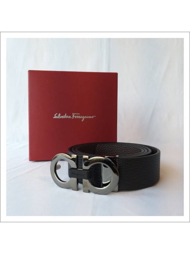 Reversible Gancini Belt Black Hickory - SALVATORE FERRAGAMO - BALAAN 10