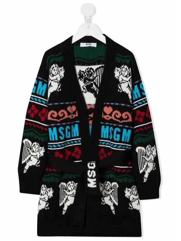 Kids Tie Knit Cardigan Black MS027747 200 - MSGM - BALAAN 2