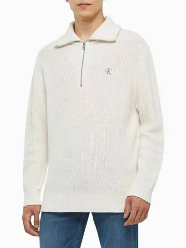 JEANS Men s White Half Zip Up Pullover Sweater J325481 YBI - CALVIN KLEIN - BALAAN 1