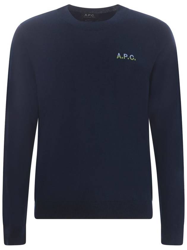 Embroidered Logo Knit Top Navy - A.P.C. - BALAAN 2