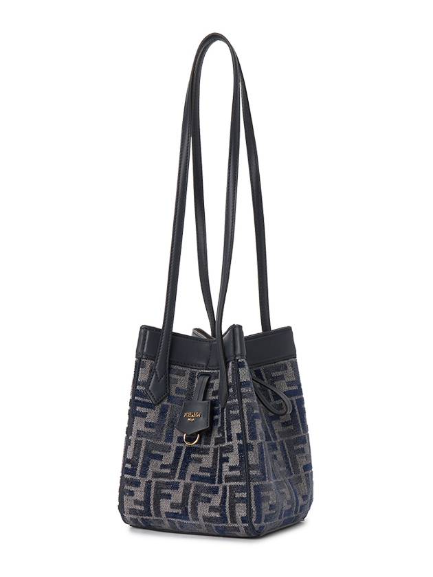 Origami Small FF Chenille Bucket Bag Dark Blue - FENDI - BALAAN 4