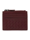 Intrecciato zipper card wallet burgundy - BOTTEGA VENETA - BALAAN 6