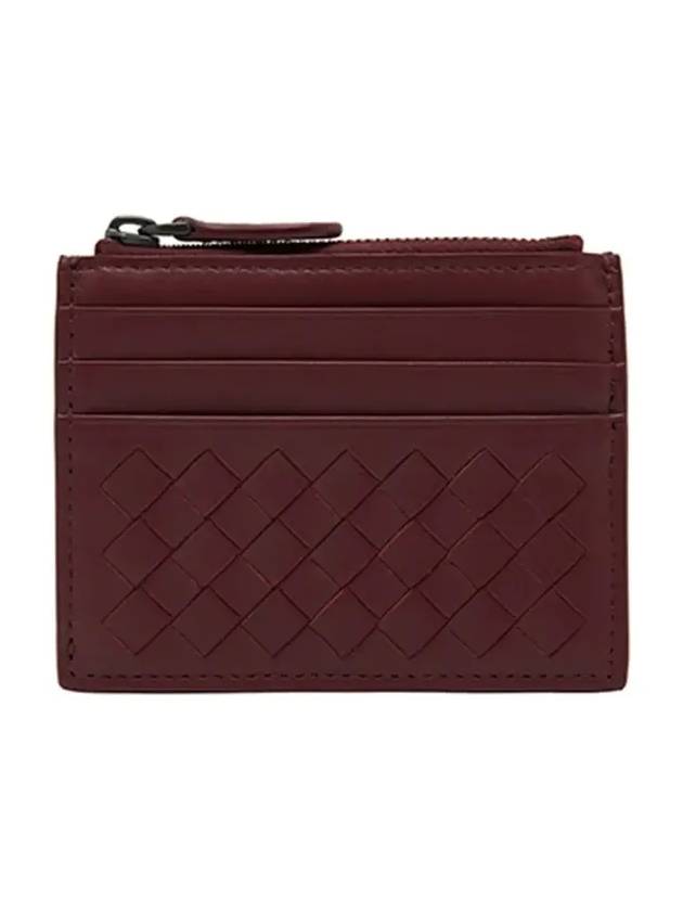 Intrecciato zipper card wallet burgundy - BOTTEGA VENETA - BALAAN 6