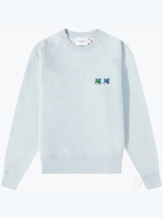 Double Monochrome Fox Head Patch Classic Sweatshirt Light Blue - MAISON KITSUNE - BALAAN 2