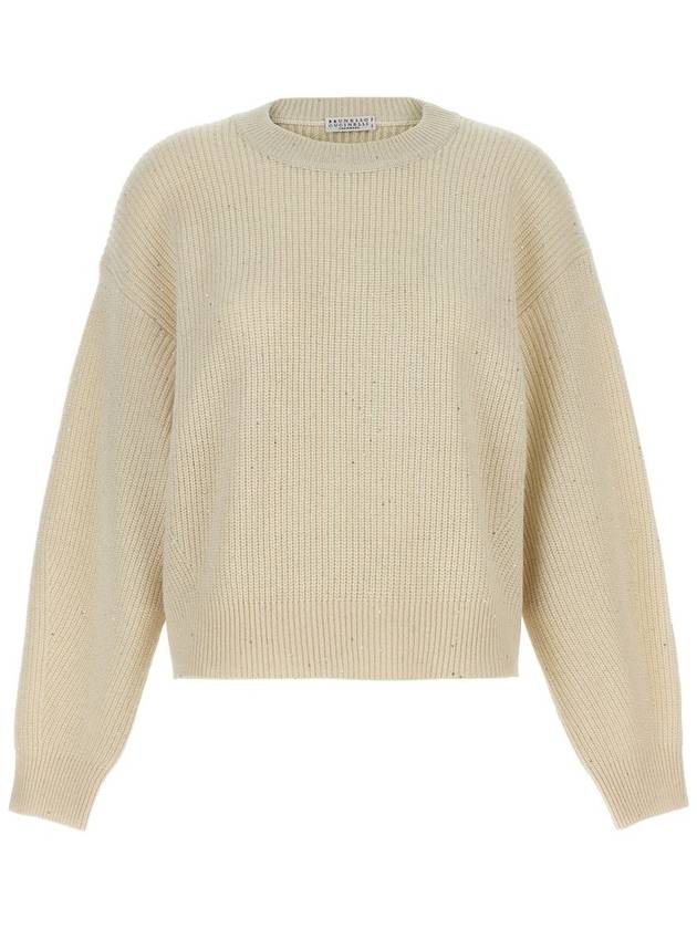 Micro Paillette Knit Top Beige - BRUNELLO CUCINELLI - BALAAN 2