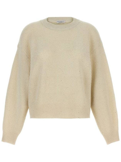 Micro Paillette Knit Top Beige - BRUNELLO CUCINELLI - BALAAN 2