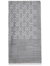 GG Jacquard Pattern Two-Tone Wool Silk Muffle Grey - GUCCI - BALAAN 2