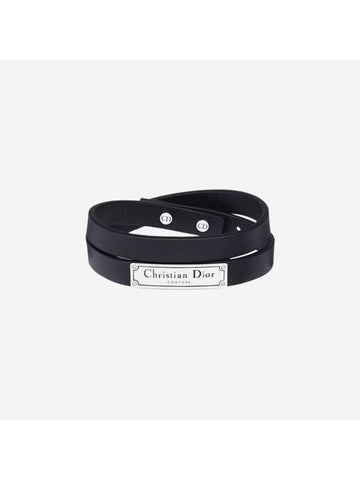 Couture Leather Double Bracelet Black - DIOR - BALAAN 1
