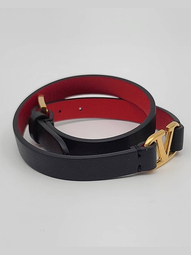 V Double Strap Bracelet Black Pure Red - VALENTINO - BALAAN 3