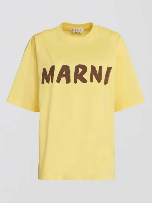 Logo Lettering Boxy Fit Short Sleeve T-Shirt Yellow - MARNI - BALAAN 3