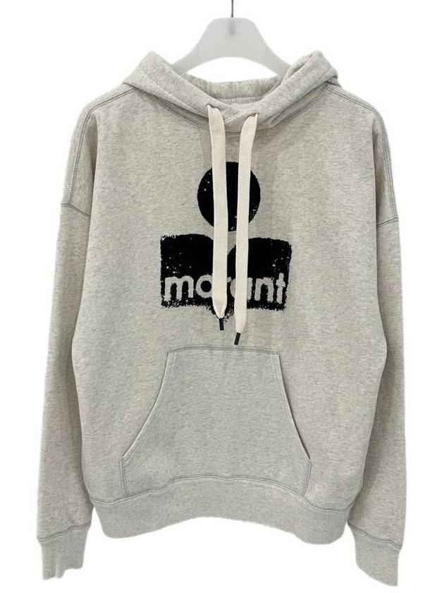 Isabel Marant Mansell Logo Ecru Brushed Overfit Hooded Tshirt SW0001FAA1M78E - ISABEL MARANT - BALAAN 1