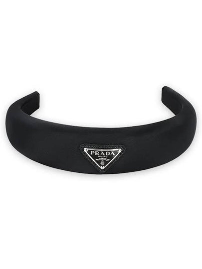 Re-Nylon Triangle Logo Hair Band Black - PRADA - BALAAN 2