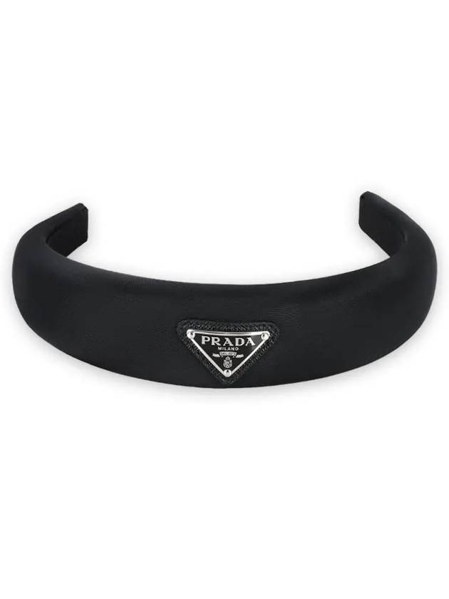 Re-Nylon Triangle Logo Hair Band Black - PRADA - BALAAN 3