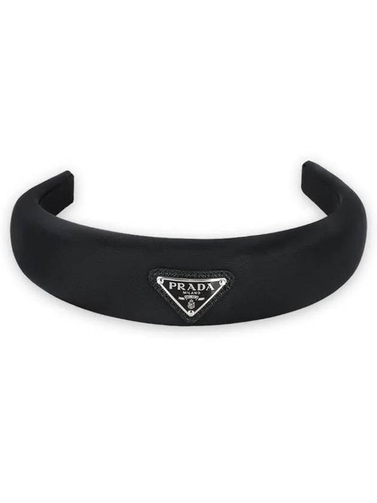 Re-Nylon Triangle Logo Band Hair Accessories Black - PRADA - BALAAN 2